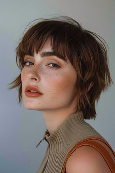 Short Hairstyle with Choppy Fringe for Long Faces 2024 Haircuts, 2024 Hairstyles, Long Face Shapes, 2024 Aesthetic, Long Face Hairstyles, Hairstyle Tutorial, Hair Haircuts, Iconic Fashion, Long Faces