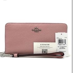 Coach Zip Around Leather Wallet With Strap Blush Pink Brand New With Tags Leather Zip Around Wallet With Lots Of Space For Credit Cards, Gorgeous Color, High Profile Quality Materials By Coach Check Out My Other Items! Please See All Pics, No Returns Blush Rectangular Wallet With Card Slots, Pink Formal Wallet With Zipper Closure, Everyday Pink Leather Wallets, Blush Rectangular Travel Wallet, Pink Leather Wallet With Zipper Closure, Elegant Pink Coach Clutch, Chic Pink Leather Wallet, Pink Coach Leather Wallet, Pink Leather Coach Wallet