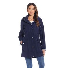 Featuring a smooth water-resistant woven construction, this women's Weathercast hooded anorak jacket will keep you shielded from the elements.Click on this WOMEN'S GUIDE to find the perfect fit and more! FEATURES Smooth water-resistant woven construction 2 side snap pockets Attached hood Snap & zipper closures Long sleeves Fully linedFIT & SIZING Relaxed with cinchable waist 34-in. length from shoulder to hem Designed to hit just below the waist Inner drawstring waistband LightweightFABRIC & CARE Polyester Machine wash delicate Imported Size: Small. Color: Navy. Gender: female. Age Group: adult. Girls Raincoat, Mens Raincoat, Drawstring Jacket, Yellow Raincoat, Coat Pocket, Hooded Raincoat, Raincoats For Women, Anorak Jacket, Comfort Wear