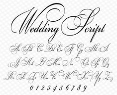 the font and numbers for wedding script