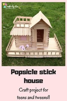 Popsicle Stick House, Popsicle Stick Crafts For Adults, Craft Stick Projects, Popsicle Stick Crafts For Kids