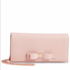 Ted Baker London Alaine Leather Matinee Wallet On A Chain Color Lt-Pink New With Tags!!! Pink Rectangular Feminine Wallet, Pink Feminine Rectangular Wallet, Feminine Rectangular Wallet For Daily Use, Feminine Pink Wallets For Daily Use, Feminine Daily Use Rectangular Wallet, Pink Feminine Wallet For Everyday Use, Feminine Pink Wallet For Everyday Use, Evening Pink Bags With Card Slots, Pink Feminine Wallet For Everyday