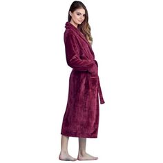 Women’s Comfortable Fleece Bathrobe - Plush Soft Robe. 100% Polyester Plush. This women’s cozy bath robe is made from superior quality, extra-durable polyester lightweight fleece bathrobe fabric. ELEGANT DESIGN: With floor-length size, long sleeves, gorgeous robe for wome. This extra plush bathrobe comes with 2 extra-large front pockets, adding versatility and functionality to the elegant design. Whether for your smartphone, remote control or other essentials. GIFT IDEA: Order this top quality p Red Bathrobe Aesthetic, Red Long Sleeve Spring Robe, Red Fitted Long Sleeve Robe, Hot Pink Bath Robe, Cozy Bath, Red Bath Robe, Soft Robes, Shawl Collar, Mid Calf