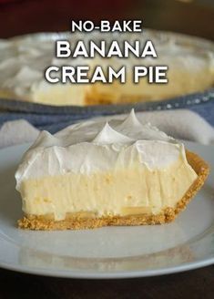 no - bake banana cream pie on a plate