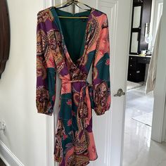 Nwt Tahari Dress. Never Worn. Beautiful For Any Occasion! Bohemian Purple Midi Dress For Brunch, Purple Knee-length Midi Dress For Brunch, Tahari Dress, Purple Green, Green And Purple, Colorful Dresses, Midi Dress, Size 10, Womens Dresses