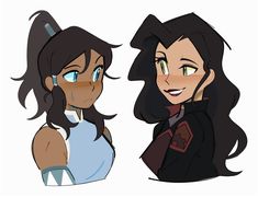 two cartoon characters, one with dark hair and the other with light blue eyeliners