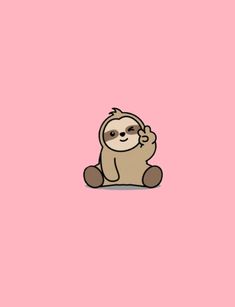 a slotty bear sitting on top of a pink background