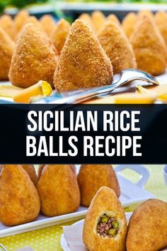 sicilian rice balls recipe with text overlay