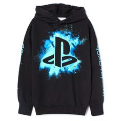 Playstation Hooded Sweatshirt With A Printed Design And Soft, Brushed Inside. Double-Layered Hood With Decorative Drawstring. Dropped Shoulders, Long Sleeves, And Ribbing At Cuffs And Hemline. Measurements: Chest Measures 22.5" From Armpit To Armpit While Lying Flat. Waist: 20.5". Arm Length Is 21" Long. Length Down The Center Back Is 27.5" Long. Description: Black With Blue/Green/Turquoise, Playstation, Playstation Imported: Materials New Without Tags. From A Smoke-Free Home. H&m Hoodie Sweatshirt With Drawstring Hood, H&m Streetwear Sweatshirt With Drawstring Hood, H&m Cotton Hoodie For Streetwear, H&m Cotton Hoodie Sweatshirt, H&m Long Sleeve Sweatshirt With Drawstring Hood, H&m Long Sleeve Hoodie For Streetwear, H&m Cotton Hooded Hoodie, Casual Hooded Top By H&m, Casual Hooded Top From H&m