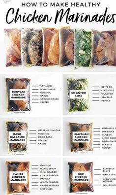 the instructions for how to make healthy chicken marinades