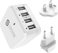 an image of three plugs and one charger with the same type of power