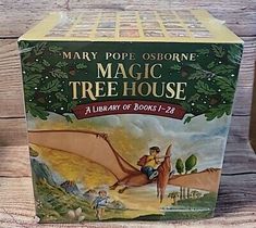 the box for mary pope osorone's magic tree house is on display