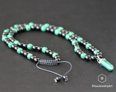 Men's Natural Malachite & Black Onyx Beads Necklace Malachite Crystal Pendant Macrame Adjustable Beaded Long Necklace Gift For Him Unisex Free fast shipping 3-5 business days delivered to the purchaser all necklaces -ALL THE PRODUCTS AT ELISAJEWELRYART ARE HANDMADE AND MADE WITH NATURAL BEADS. -WHAT DOES THE MALACHITE STAND FOR Malachite is a stone of balance, abundance, manifestation and intention. Malachite absorbs energy and draws emotions to the surface. It clears and activates all Chakr Adjustable Beaded Malachite Necklace, Adjustable Beaded Malachite Necklaces, Handmade Adjustable Onyx Beads, Beaded Malachite Necklaces, Abundance Manifestation, Malachite Crystal, Protection Stones, Onyx Bead, White Necklace