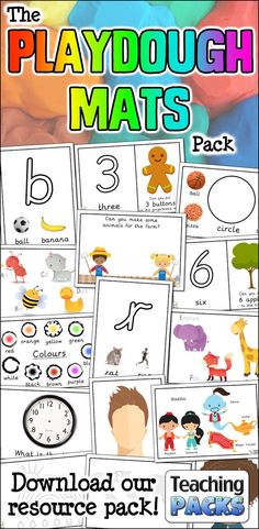 the playdough mats pack is shown with pictures and instructions to help children learn how to