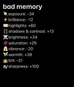 the bad memory menu for an upcoming game