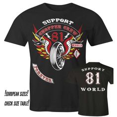 Support Your Local Hells Angels Motorcycle Club  with this Original Hells Angels Big Red Machine Anniversary Wings  Support81 T-ShirtT-Shirts and all gear from www.support81.es are Original and Authorised Hells Angels MC Support merchandise Officially Licensed Merchandise such as T-Shirts, Tank Tops, Hoodies etc. can be purchased and worn by all motorcycle enthusiasts Short sleeve t-shirt, Fine gauge fabric, compacted finishing. Round 4 layer neck collar. Reinforced covered seams in neck and sho Hells Angels Mc, Big Red Machine, T Shirt Front And Back, Biker Gear, Angels Logo, Biker T Shirts, Motorcycle Clubs, Stylish Men, White T