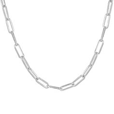 Ethically handcrafted in Italian sterling silver, this paperclip chain necklace has the right amount of shine and glam. Simple yet elegant, this Italian silver paperclip chain is the perfect piece to wear solo or to pair with other layered pieces. Bold and trendy, what makes this necklace unique and special is that its gender neutral. Whether you layer up or wear it solo, you are sure to make a bold statement with this popular necklace. This simple yet sophisticated luxury paperclip necklace cra Classic Silver Chain Link Paperclip Bracelet, Formal Silver Paperclip Bracelet With Cable Chain, Elegant Silver Paperclip Bracelet, Classic Silver Chain Jewelry With Paperclip Shape, Classic Paperclip Silver Chain Jewelry, Modern Silver Paperclip Chain Bracelet, White Gold Paperclip Chain Jewelry, Formal Silver Paperclip Chain Bracelet, Modern Sterling Silver Paperclip Chain Necklace