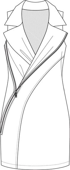 the front and back view of a jacket with zippers