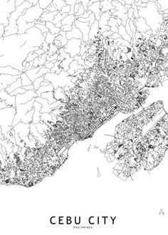 a black and white map of the city of cebu city