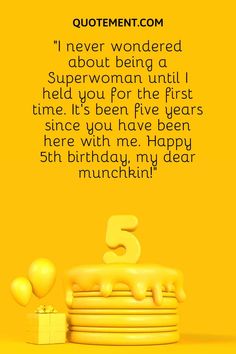 a yellow birthday card with the number five on it