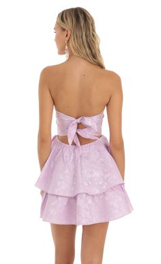 Jacquard Corset Mini Dress in Lilac | LUCY IN THE SKY Lavender Homecoming Dress, Purple Hoco Dresses, Unique Hoco Dresses, Cotillion Dresses, Spring Fling Dress, Unique Homecoming Dresses, Short Graduation Dresses, Cute Formal Dresses, School Dance Dresses