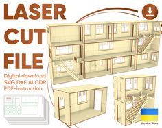 the diagram shows how to use laser cut files for architectural drawings and 3d renderings