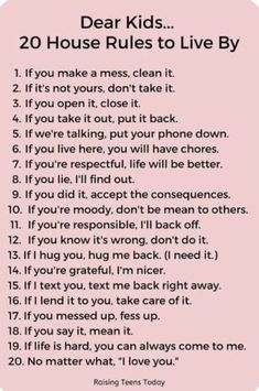 the poem dear kids 20 house rules to live by