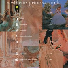 an advertisement for the aesthetic princess pink brand, with images of women in dresses and accessories