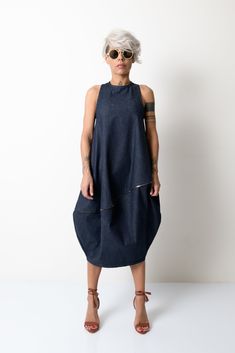 Handmade item Material: Denim Sleeveless Racer Back Crew Neck Mid-Calf Length No Pockets Zipper on the Back Model is wearing size Small, or S/M Made to order, Processing time 10 working days Take a look at the SIZE CHART before you order - Click here to visit Size Chart page >> Oversized Tunic Dress, Denim Tunic, Drop Crotch Pants, Small Clothes, Oversized Tunic, Oversized Dress, Locker Room, Sleeveless Tunic, Womens Tunics