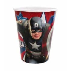 captain america paper cups are on display in this promotional cup design, which features an image of the hero from the avengers movie