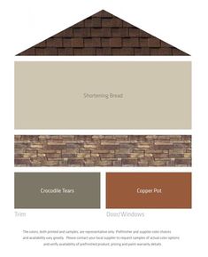 the exterior color scheme for a house with brown brick and tan shinding, including white trim