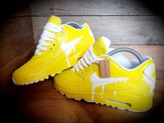 PLEASE READ FULL DESCRIPTION #INSTAGRAM: @beuniquecreate  3 week delivery available (UK only) ART YOU CAN WEAR  Over 900 pairs sold worldwide 'Classic Drip-Yellow' Nike Air Max 90  Message me for more colours 100% Authentic Nike's professionally prepped, painted and sealed I paint every pair to order  Please be 100% sure on your size before ordering Protected with a professional sealer to help protect your shoes under normal walking conditions *PLEASE NOTE* Please read delivery and return polici Description Instagram, Painted Sneakers, Yellow Nikes, All Nike Shoes, Sneaker Art, Nike Air Shoes, Sneakers Athletic, Cute Nikes, Star Shoes