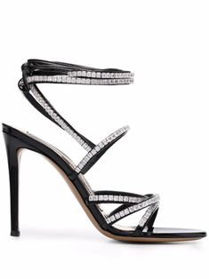 Tie Sandals, Embellished Flats, Chain Strap Bag, Alexandre Vauthier, Embellished Sandals, Floral Shoes, Blue Sandals, Crystal Embellishment, Sandals Black