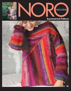 a magazine cover with a woman wearing a colorful sweater and holding her hand on her shoulder