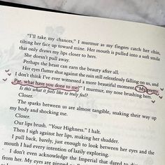 an open book with some writing on it's page and the words in english