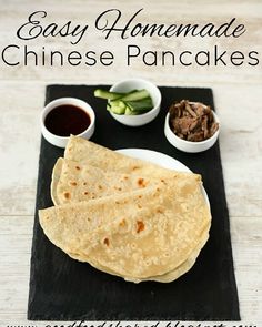 easy homemade chinese pancakes on a plate with dipping sauce