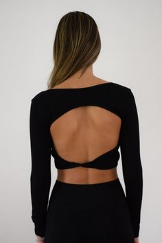 Back and Better Crop Top – Onyx Threads Open Back Tops, Black Long Sleeve Crop Top, Long Sleeve Crop, Long Sleeve Crop Top, Black Long Sleeve, Open Back, Backless Dress, Knot, Crop Top