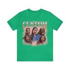 Custom Your Own Bootleg Tee, Retro Custom Bootleg Rap Tee, Custom Your Photo, Insert Your Design, Vintage Graphic 90s Tshirt 💫Dual side seams hold the garment's shape for longer. 💫100% Airlume combed and ringspun cotton (fiber content may vary for different colors) 💫Light fabric 💫Runs true to size 📢 Contact us if you need more information: 👉🏿Designed specifically for individuals, companies, groups, families, or any customized idea on a shirt. 👉🏿Buy a quantity of 10 shirts or more to rec 90s Inspired Sublimation Print T-shirt For Streetwear, Trendy Green T-shirt With Sublimation Print, 90s Inspired T-shirt With Sublimation Print For Streetwear, Retro Custom Print Tops For Streetwear, 90s Inspired Custom Print Short Sleeve T-shirt, 90s Inspired Cotton T-shirt With Custom Print, Pop Culture Green Tops With Letter Print, Custom Print Graphic Tee For Streetwear, Fitted Green Top With Custom Print