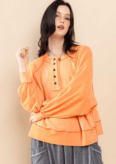 Ces Femme Soft Stretch Poly Terry Knit Top – jfybrand Cap Sleeves Blouse, Workout Sweatshirt, Wide Pants, Button Detail, Raglan Sleeve, Vintage Shops