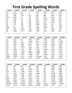 the first grade spelling words worksheet is shown in black and white with an image of