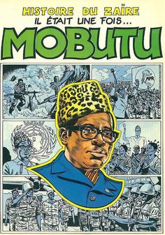 an advertisement for the movie mobutu with a man wearing a leopard print hat