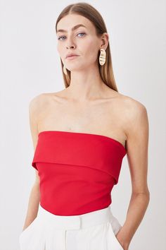 Ponte Zip Detail Tube Top Essential Fashion Pieces, Satin Wrap Top, Bardot Crop Top, Essential Fashion, High Low Midi Dress, Capsule Closet, Embellished Maxi Dress, Soft Tailoring, Midi Pencil Dress