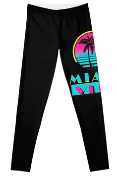 Super stretchy and durable polyester full-length leggings. Vibrant high-quality sublimation print across the front and back. Size range XXS-XL. Miami Vice Casual Graphic Print Leggings For Streetwear, Black Stretch Leggings With Graphic Print, Stretch Leggings With Letter Print For Streetwear, Stretch Printed Streetwear Bottoms, Stretch Letter Print Leggings For Streetwear, Stretch Graphic Print Activewear For Streetwear, Stretch Activewear With Graphic Print For Streetwear, Stretch Printed Bottoms For Streetwear, Trendy Stretch Leggings With Graphic Print