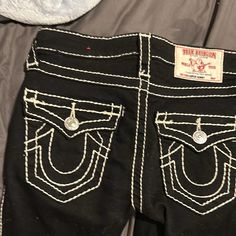 Brand New, Never Worn. Size 23. True Religion Jeans, Jeans Black, True Religion, Tapered Legs, Abs Workout, New Black, Black Red, Red White, Black Jeans