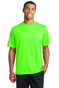 Sport-Tek ® PosiCharge ® RacerMesh ® Tee. ST340 - NEON GREEN - M | Sport-Tek PosiCharge RacerMesh Top in Neon Green Size Medium | Polyester Work Wear Women, Neon Yellow, Zip Sweatshirt, Neon Green, Mens T, Active Wear, Neon, T-shirt, Technology