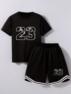 Tween Boy Sports Outfits 2pcs/Set, Summer, For Big Kids, Casual Digital Printed Set Black Casual    Geometric,Letter  Medium Stretch  Tween Boys Clothing, size features are:Bust: ,Length: ,Sleeve Length: Boys Set, Boys Clothing, Black Casual, Things To Buy, Big Kids, Boy's Clothing, Sport Outfits, Boy Outfits, Cool Things To Buy