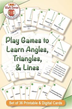 play games to learn angles, triangles and lines set of 36 printable & digital cards