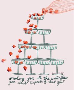 an image of a tree with birds flying around it and the words, thinking you are the butterflies you want to expect in your life