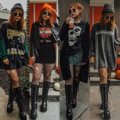 Alternative Fall Outfits, Fits With Boots, Vestidos Goth, How To Style Fishnets, Ripped Fishnets, October First, Grunge Outfits Fall, Alt Summer, Chic Outfits Edgy