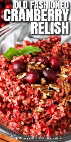 old fashioned cranberry relish in a glass bowl